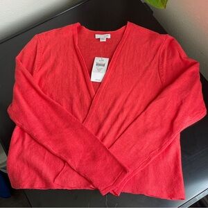 J.Jill XSP red Coral open front cardigan